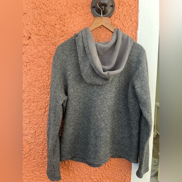 EXPRESS TRICOT - Grey Long Sleeve Hooded Zip-Up Wool Blend Sweater Size Large - Picture 6 of 6